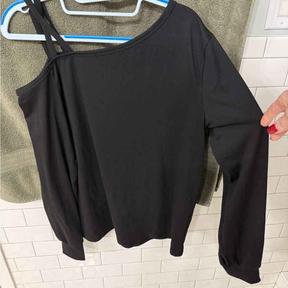 SHEIN Christmas Cold Shoulder Black Long Sleeve Top - Humor - Picture 3 of 6